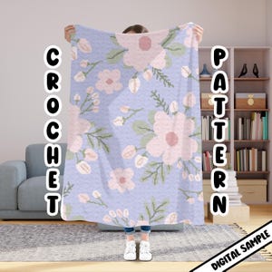 Crochet Floral Graphgan Pattern, Pretty Pink Flower Corner to Corner Blanket Crochet Pattern, Cute Baby Nursery Tapestry Afghan, C2C Pattern