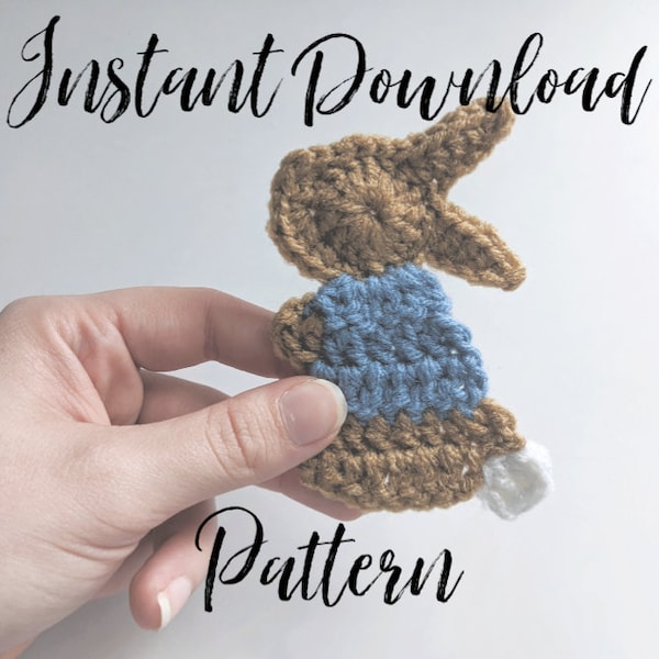 Crochet bunny applique pattern / easter crochet pattern / easter bunny applique / crochet rabbit pattern / instant download crochet pattern