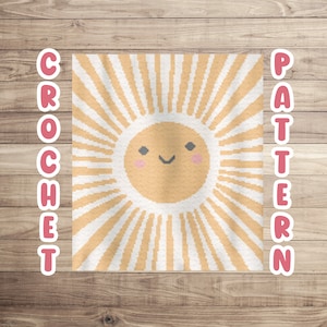 Crochet Graphgan Pattern, Sunshine Happy Corner to Corner Crochet Blanket, Whimsical Sun Baby Nursery Tapestry Crochet Afghan Pattern