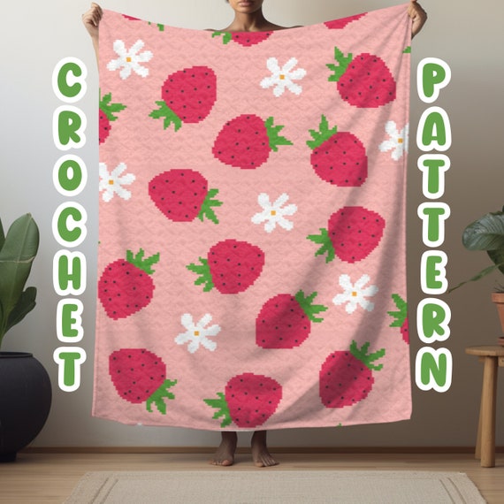 Crochet Graphgan Pattern, Strawberry Corner to Corner Crochet Blanket Pattern, Fruit Crochet, Cute Summer Tapestry Crochet Blanket Pattern