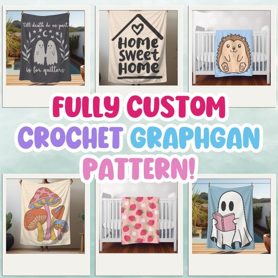 Custom Crochet Graphgan Pattern, Personalized Crochet Blanket Pattern, Corner to Corner C2C Baby Nursery Blanket, Tapestry Crochet Pattern