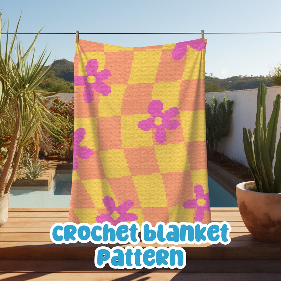 Flower Graphgan Pattern Crochet Floral Graphgan Pattern, Checkered Flower Corner to Corner ...