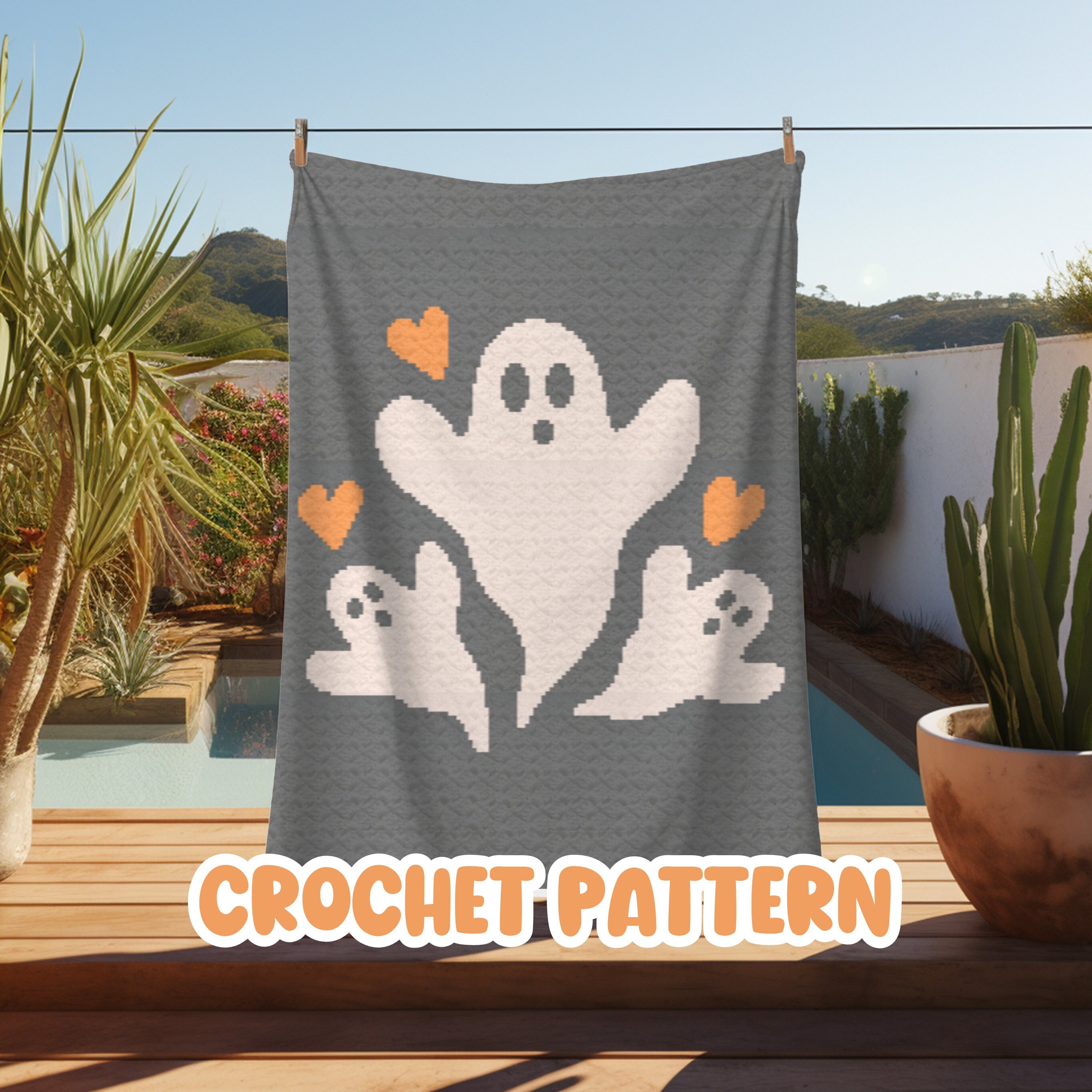 Crochet Halloween Ghost Graphgan Pattern, Corner to Corner Afghan ...