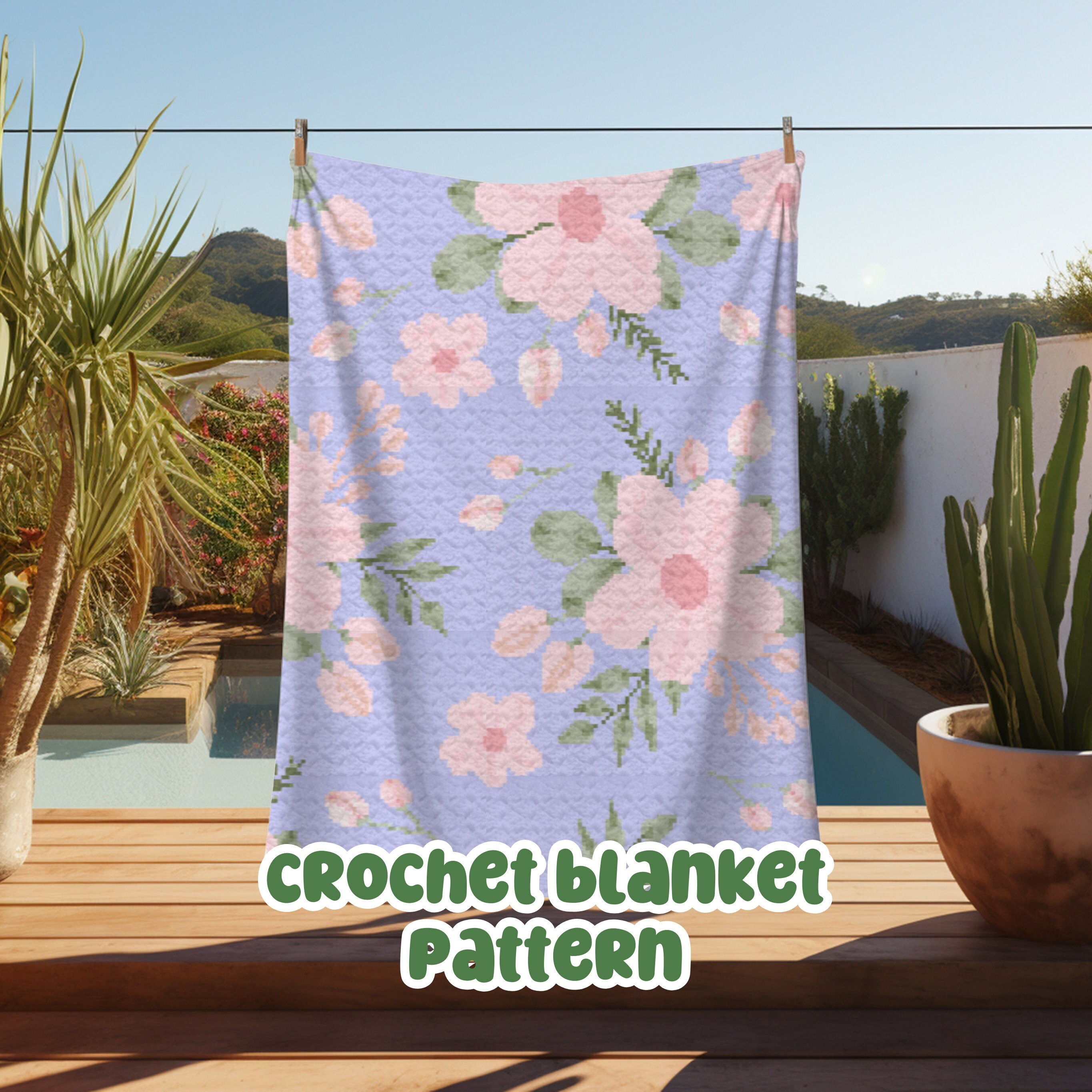 Flower Graphgan Pattern Crochet Floral Graphgan Pattern, Pretty Pink Flower Corner to Corner ...
