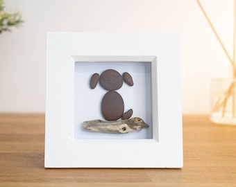 Dog Beach Art | Dog Picture | Genuine Irish Driftwood Wall Art | Handmade Pebble Art Gift |  Gift