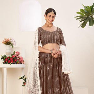 Designer wedding chaniya choli for bridesmaid, Indian lengha set for women, new sequin lehenga for girls, faux Georgette lengha for function