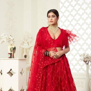 Party wear red lehenga choli for women USA, soft net lengha choli set for girls, evening lengha for reception,wedding chaniya choli for gift