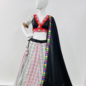 Navratri Special Garba Lehenga Set for women | Fully Stitched Chaniya with Gamthi Mirror Work Blouse | Festive Indian Ethnic Attire for Gift