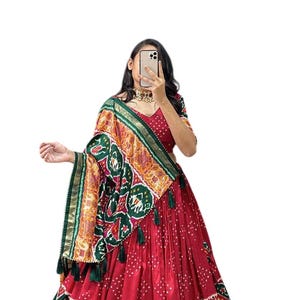 Patola Print Tussar Silk Lehenga Choli: Designer Ghagra for Garba