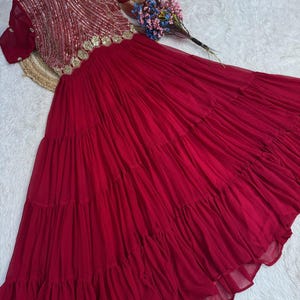 Traditional Indo Western Gown Semi Formal | Heavy Zari Sequence Work 56 Inch Length + Full Cotton Lining 1pc Festive Dress