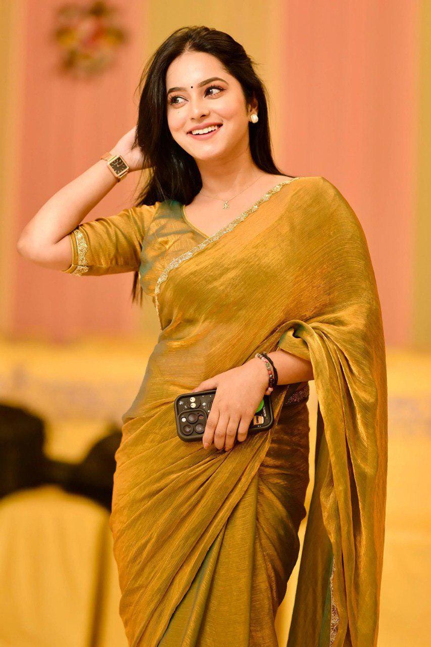 Exclusive Designer Party Wear Chiffon Saree Blouse Set