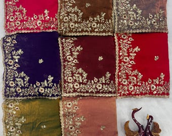 Embroidered Chiffon Saree Blouse, Indian Wedding Saree, Sequin Border