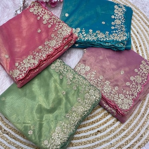 Pastel green saree for women, bridesmaid saree for wedding, Indian soft twill net sari for festive, designer birthday party wear sari blouse