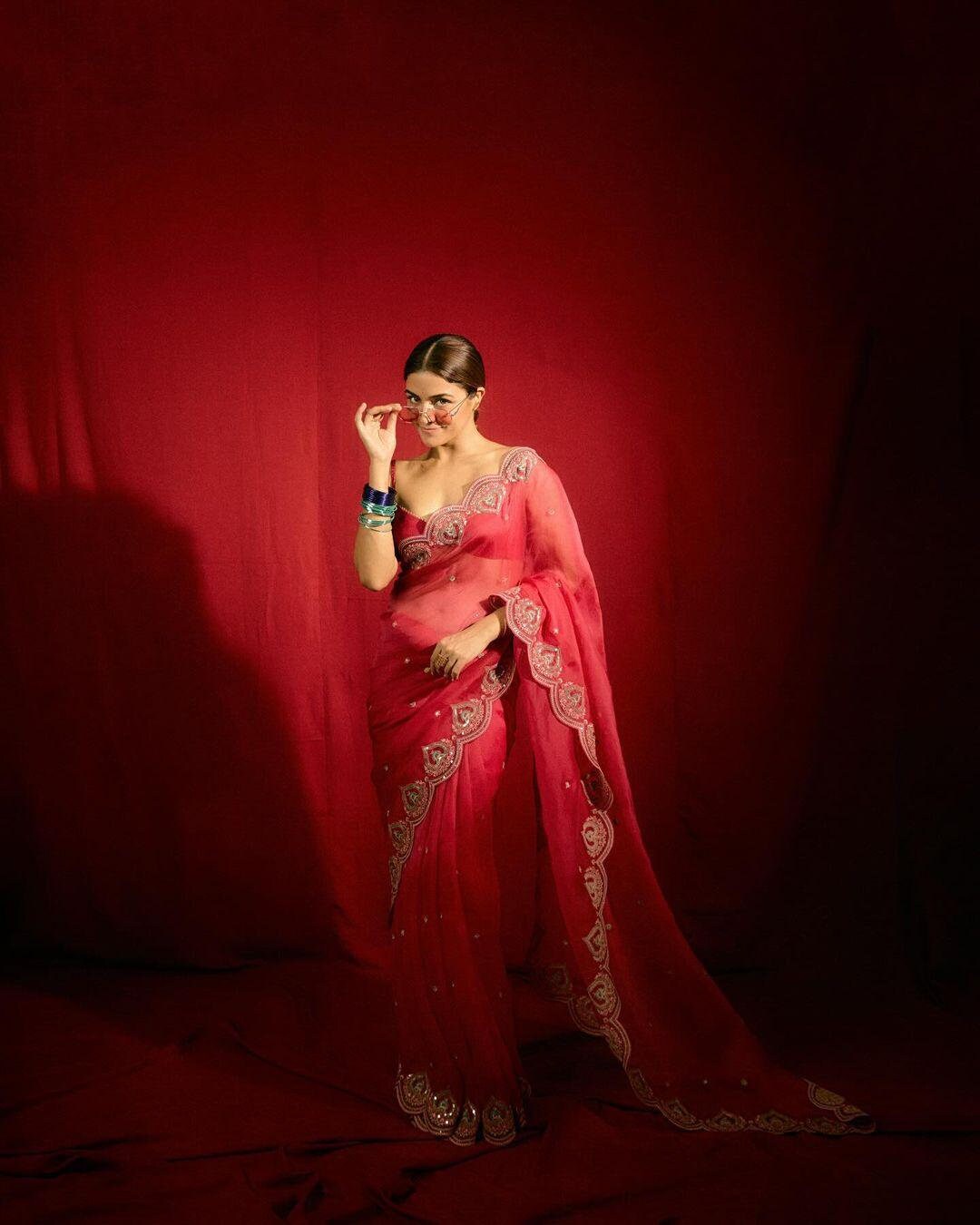 Red Net Saree Etsy UK