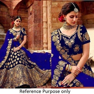 Blue lehenga for women,velvet lehenga choli with fancy embroidery zari work,new bridal wedding lehenga for reception,Indian wedding outfits image 6