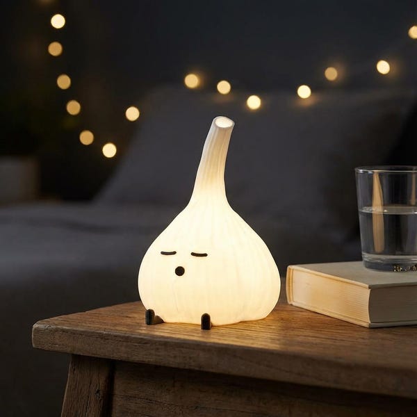 Garlic Night Light | USB Kawaii Desk Lamp | Kitchen Mood Light | Cute Foodie Home Decor