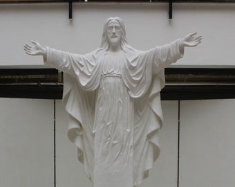 154cm/256cm/66cmStatue of Holy Jesus With Open Arms, Fiberglass Sculpture&Marble Sculpture, XXXL, Jesus, ART, Statue, Monument Sculpture