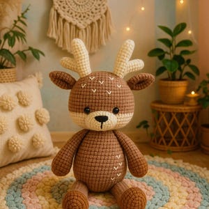 Virkmönster för gulbrun hjort: Amigurumi-hjort, barnleksak (PDF-mönster)