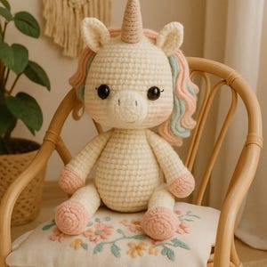 Unicorn Crochet Pattern: Amigurumi Toy with Rainbow Mane (PDF Pattern