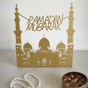 Ramadan Mubarak Metal Islamic Tabletop Decor, Ramadan Decoration for Home, Eid Gift, Ramadan Kareem Table Sign, Islamic Art, Ramadan Decor