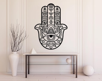 Hand of Fatima Metal Wall Art, Evil Eye Prayer Wall Decor, Unique Design Hamsa Decor, Large Wall Decor, Housewarming Gift, Livingroom Decor
