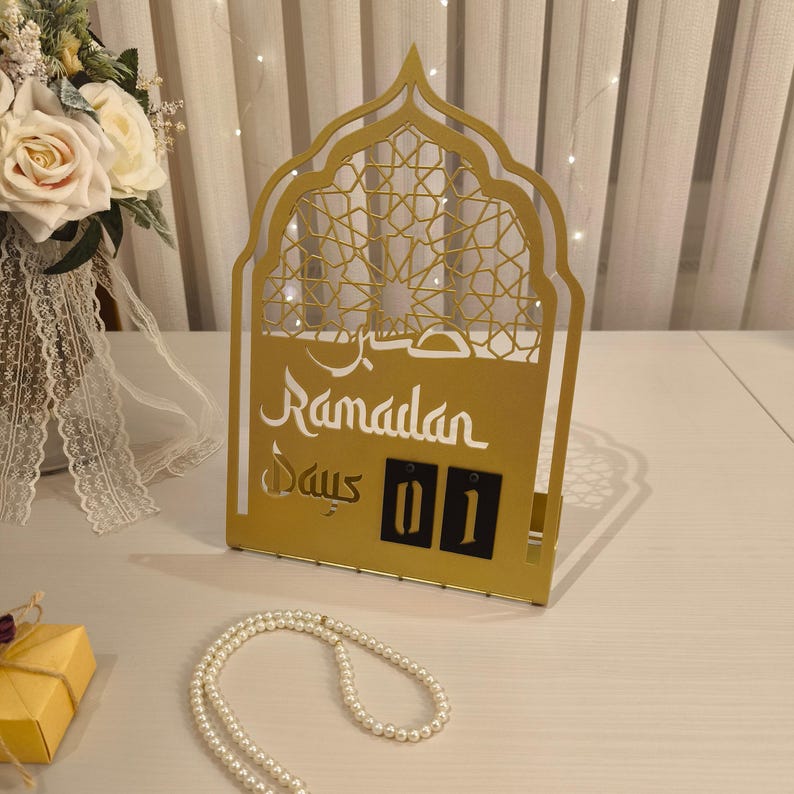 Ramadan Metal Calendar, Countdown Calendar for Ramadan, Islamic Table Decor, Muslim Home Decoration, Ramadan Tracker, Islamic Gift, Eid Days image 10