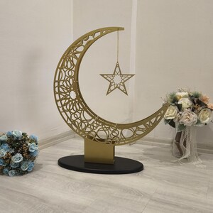 Crescent Moon With Led Light Ramadan Decor, Islamic Tabletop Decor ...