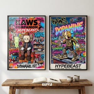 Kaws Hypebeast Art Prints | Urban Dopamine Decor Set of 2 | Streetwear Art (Digital Download)