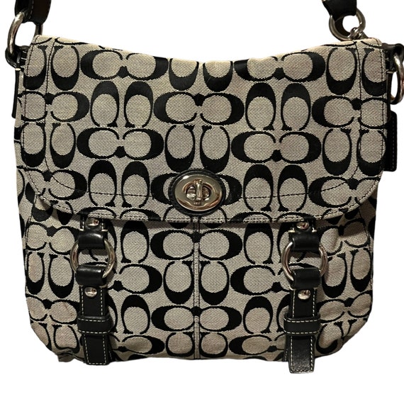 Coach Chelsea Signature Flap Messenger Bag Purse Gray Black - Etsy Coach Chelsea Signature Flap Messenger Bag Purse Gray Black - Etsy