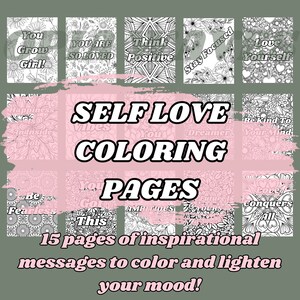 Self Love adult coloring pages, complex coloring book pages, pdf file coloring book