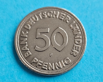 50 Pfennig Münze - Bank Deutscher Länder - 1949 - ( F ) - Stuttgart - selten.