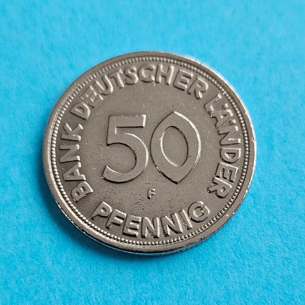 50 Pfennig Münze - Bank Deutscher Länder - 1949 - ( F ) - Stuttgart - selten.