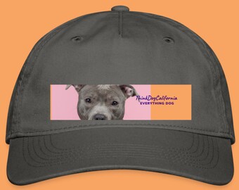 Think Dog California Organic - Casquette Pitbull grise fond rose et orange - Help a rescue dog