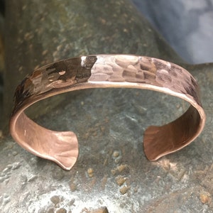 Handcrafted bracelet, pure copper, fine hammered (11mm wide)