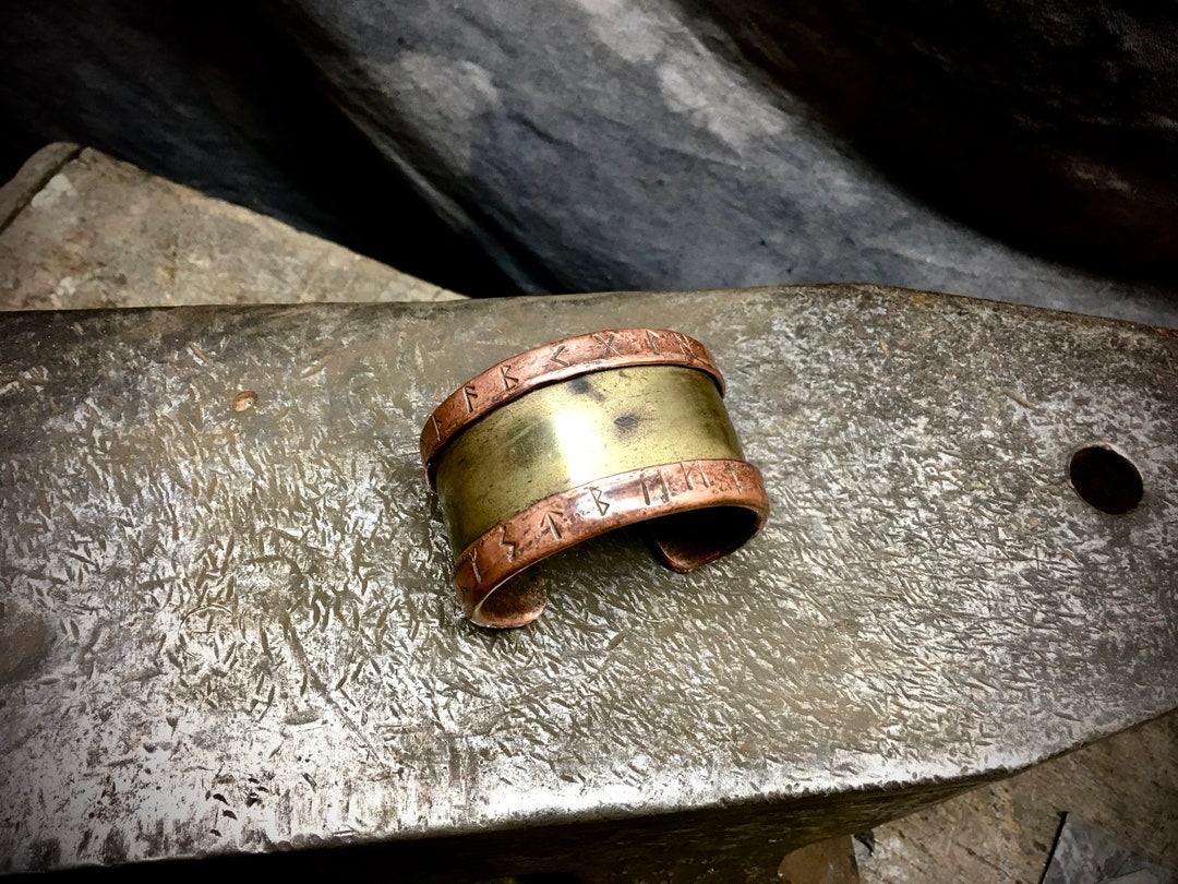 Handcrafted Rune Bracelets, Old Futhark, fat FUTHARK Manchette Pure Raw ...