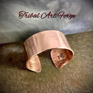 Pure copper handcrafted bracelet, very large cuff