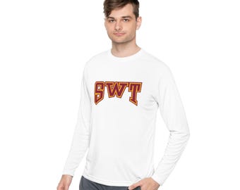 SWT, Southwest Texas State University, Old School. Tech Fabric. Unisex Lightweight Long Sleeve Tee