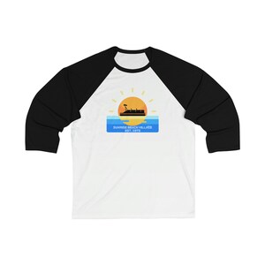 Sunrise Beach Village Est. 1973- Tritoon / Pontoon - Unisex 34 Sleeve Baseball Tee