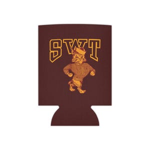 Maroon SWT, REALLY old school...Can Cooler, Texas, Southwest Texas State University, Coozie, Gift