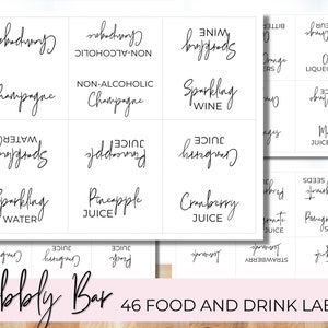 Mimosa Bar Food and Drink Labels, Printable, Bubbly Bar, Mimosa Bar, Printable Party, Party Decorations,  Instant Download, Printable PDF