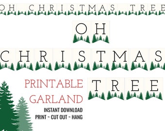 Printable Christmas Garland, Christmas Garland, Holiday Banner, Bunting, Printable Garland, Party Decorations, Instant Download, Printable