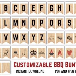 Barbeque Bunting, BBQ Garland, Customizable, Instant Download, Printable PDF and jpeg