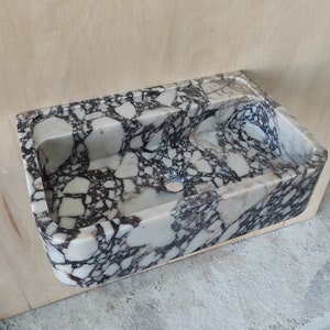 Calacatta Marble Sink, Floating Marble Sink, Marble Wall Mount Sink, Farmhouse Sink, Stone Sink for Bathroom, Wall Hung Basin, Stone Vanity