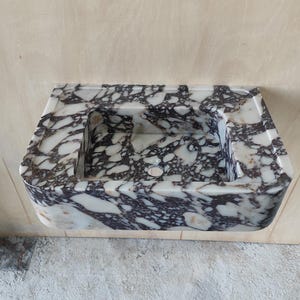 Calacatta Viola Marble Wall Mount Bathroom Sink - 24 inch Floating Vanity