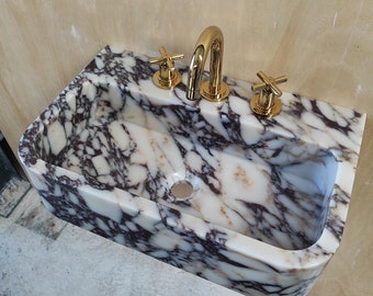 Calacatta Viola Marmor Waschbecken: Wandhalterung Schwimmende Eitelkeit