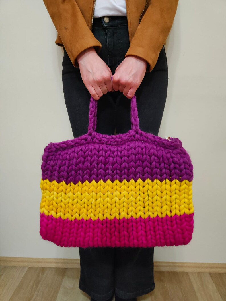 Chunky Handmade Bag Chunky Laptop Bag Knit Bag Handmade Etsy