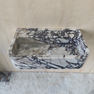 Calacatta Viola Marble Sink: Wall Mount Bathroom Vanity
