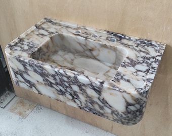 Calacatta Viola Wall Mount Marble Sink