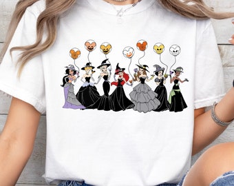 Vintage Disney Princess Halloween Balloon Princess Witch Shirt, Mickey&#39;s Not So Scary Party Costume Tee, Halloween Matching Tee