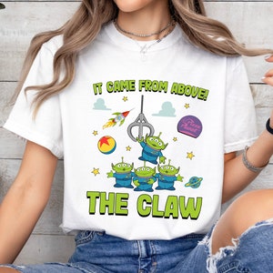 Disney Pixar Toy Story Aliens It Came From Above The Claw Camiseta, Camiseta Little Green Aliens, Presente para festa de família na Disneylândia, Viagem à Disney 2025